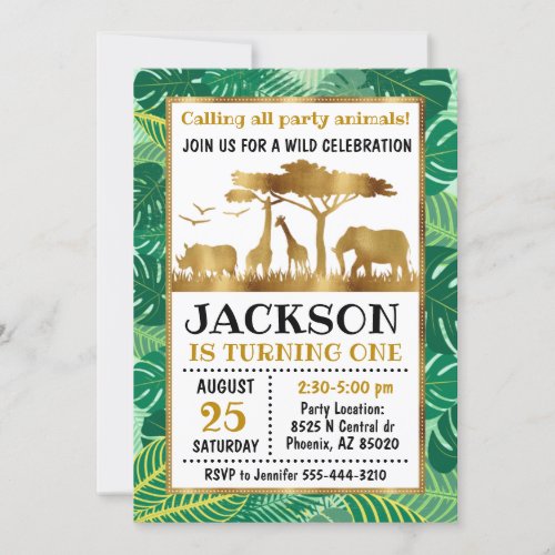 Safari animals invitation Jungle birthday Invitation