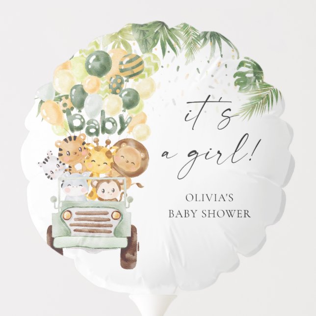 Safari Animals It's A Girl Balloon (Back)