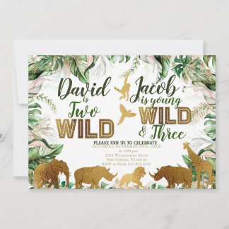 Safari Animals Joint Birthday, Jungle Animals Invitation