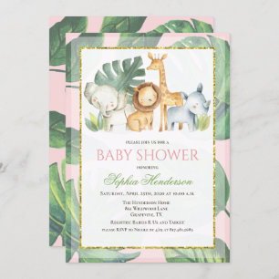 Safari Animals Jungle Animals Baby Shower Invitation