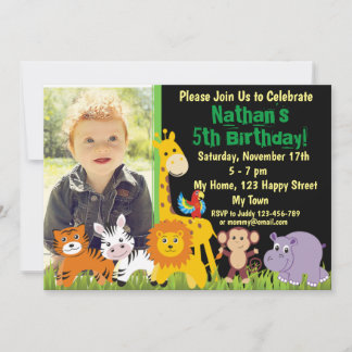 Safari animals Jungle animals birthday invitation