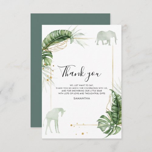 Safari Animals Jungle Baby Shower Thank You Card