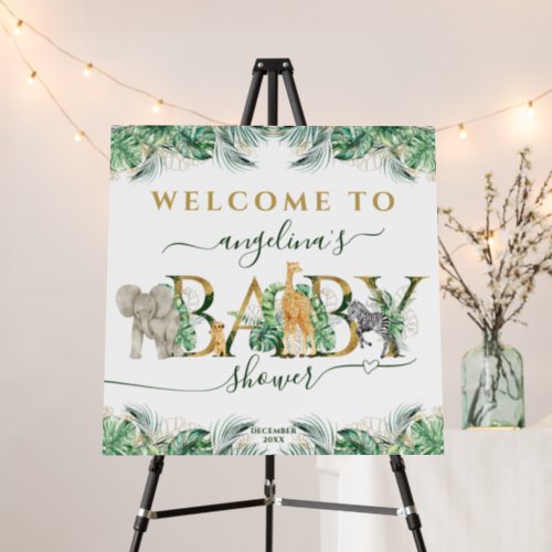 Safari Animals jungle leaves Baby Shower welcome Foam Board