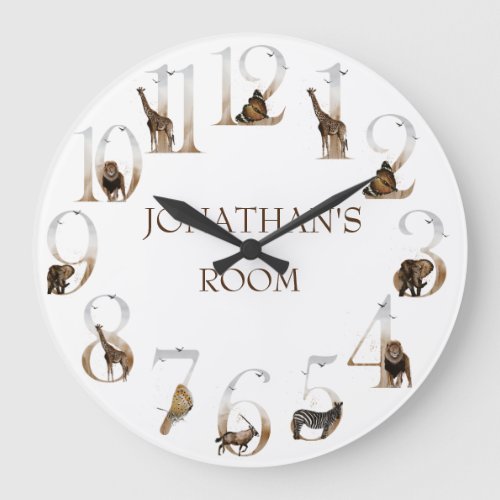  Safari Animals Jungle Numbers  Large Clock