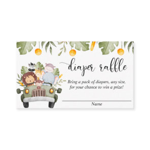 Safari animals jungle theme diaper raffle cards