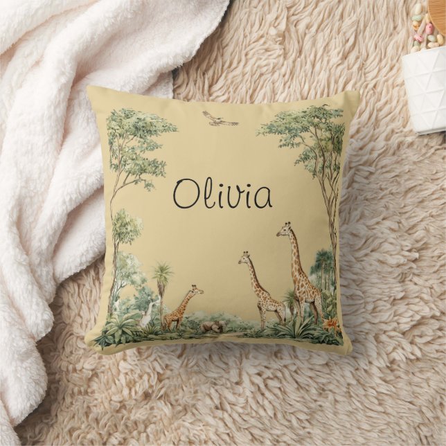 Safari Animals Jungle Throw Pillow (Blanket)