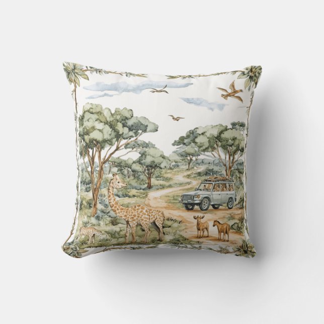 Safari Animals Jungle Throw Pillow (Front)