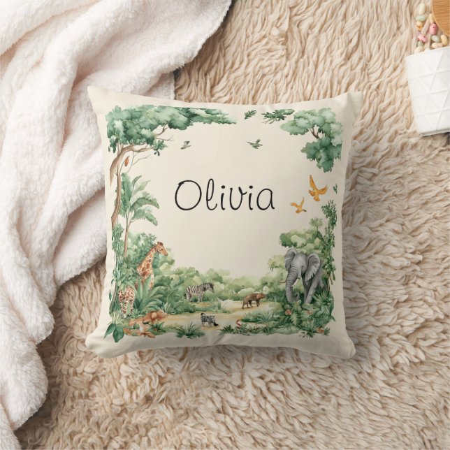 Safari Animals Jungle Throw Pillow (Blanket)