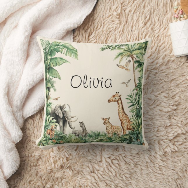 Safari Animals Jungle Throw Pillow (Blanket)