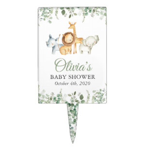 Safari Animals, Jungle, Wild Animals, Baby Shower Cake Topper