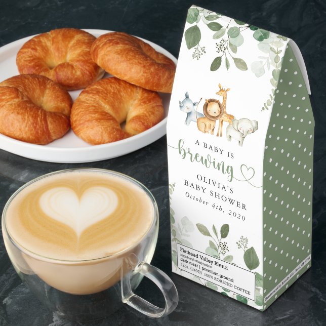 Safari Animals, Jungle, Wild Animals, Baby Shower Roasted Coffee (Breakfast)