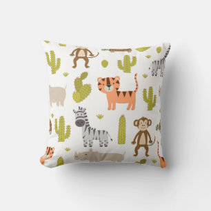 Safari animals Jungle Wild Nursery decor Throw Pillow