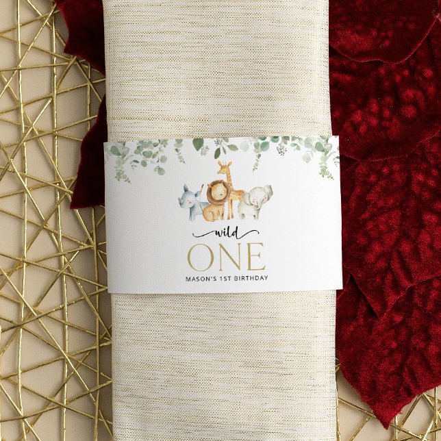 Safari Animals, Jungle, Wild One, First Birthday Napkin Bands (Creator Uploaded)