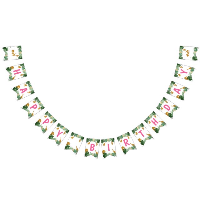 Safari Animals Jungle Wild One Happy Birthday Bunting Flags (All)