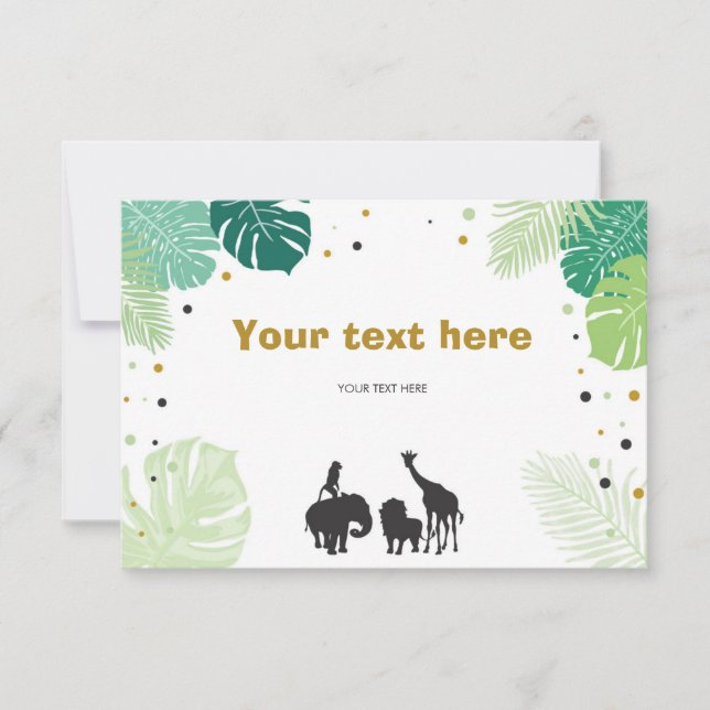 Safari Animals Jungle zoo Insert card Birthday (Front)