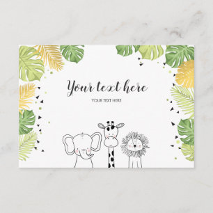 Safari Animals Jungle zoo Insert card Wild One