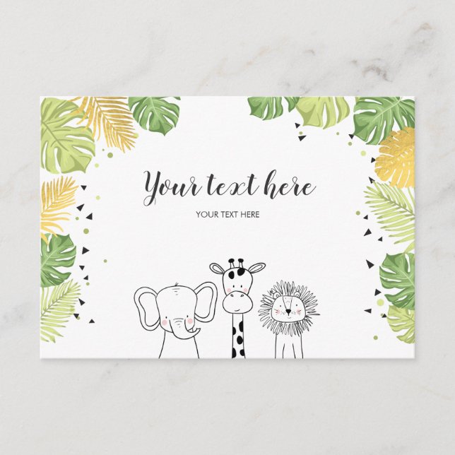 Safari Animals Jungle zoo Insert card Wild One (Front)