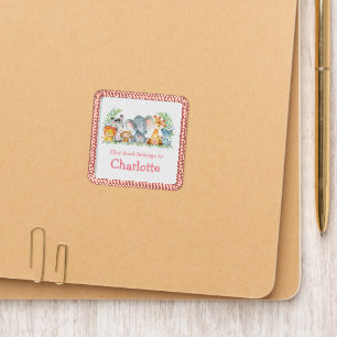 Safari Animals Keepsake Book Sticker Pink Patch