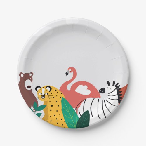Safari Animals Kids Birthday Paper Plate