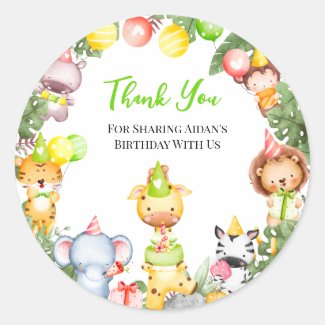 Safari Animals Kids Party Thank You 