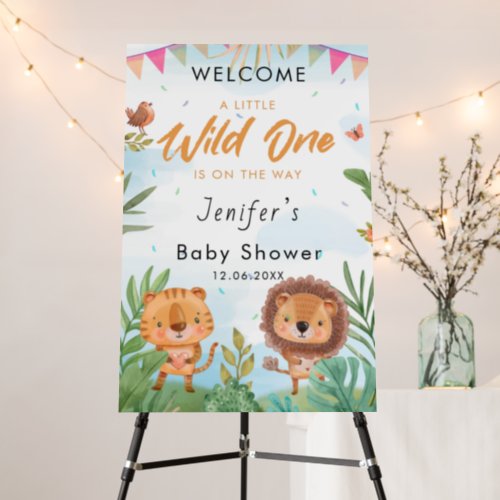 Safari Animals Lion and Tiger Baby Shower Welcome Foam Board