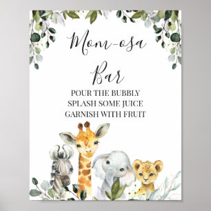 Safari Animals Lion Mom-osa Bar Baby Shower Sign