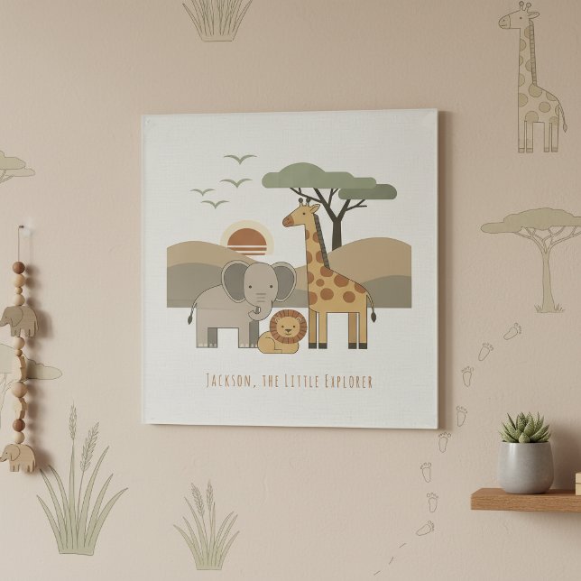 Safari Animals Little Explorer Personalized ID1267 Acrylic Print (Creator Uploaded)