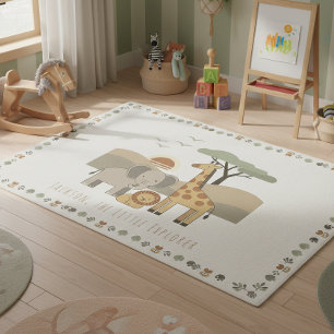 Safari Animals Little Explorer Personalized ID1267 Rug