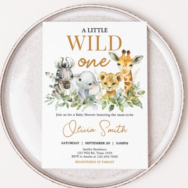Safari Animals Little Wild One Baby Shower Invitation (Safari Animals Wild One Baby Shower Invitation)