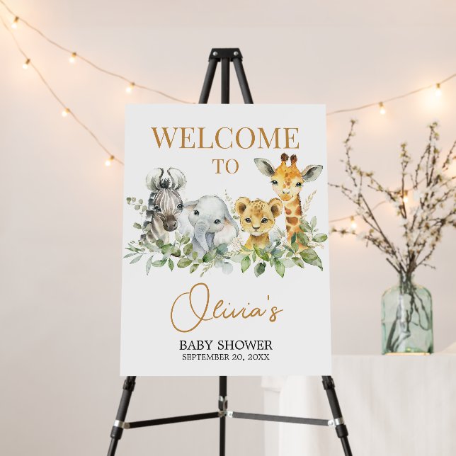 Safari Animals Little Wild One Baby Welcome Sign (In Situ (Stand))