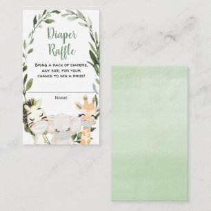 Safari animals masks greenery diaper raffle cards