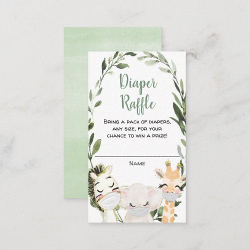 Safari animals masks greenery diaper raffle cards