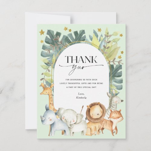 Safari animals mint modern baby shower thank you card