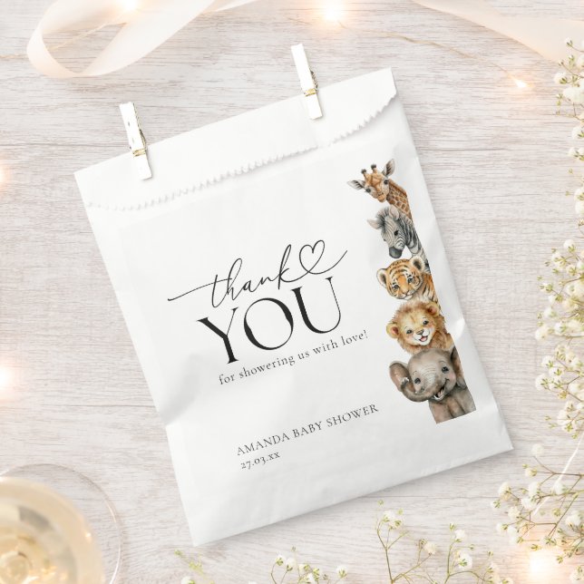 Safari Animals Modern Baby Shower Favor Bag (Clipped)