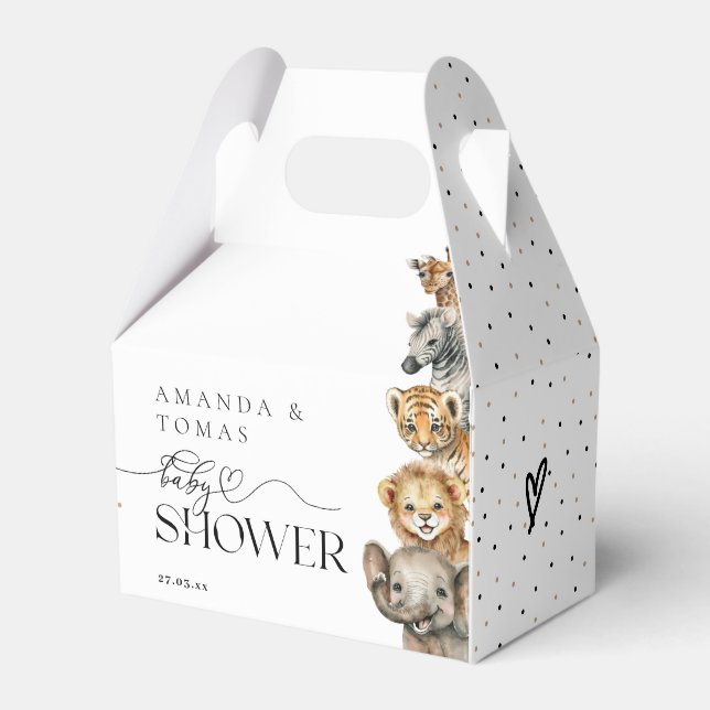 Safari Animals Modern Baby Shower Favor Boxes (Front Side)