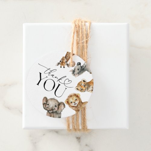 Safari Animals Modern Baby Shower Favor Tags