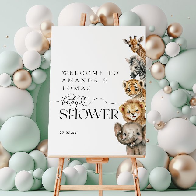 Safari Animals Modern Baby Shower Foam Board (Creator Uploaded)