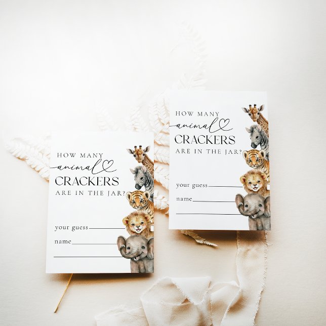 Safari Animals Modern Baby Shower Guesses Game Enclosure Card (Creator Uploaded)