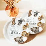 Safari Animals Modern Baby Shower Paper Plates<br><div class="desc">Introducing our enchanting Safari Baby Shower Design – the perfect blend of adorable baby animals, modern design, and heartfelt typography, all wrapped up in a minimalist yet trendy package. Designed for those who appreciate the beauty of simplicity and the charm of woodland creatures, this Design promises to set the tone...</div>