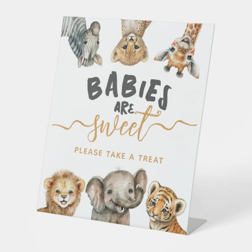 Safari animals modern Baby Shower sweet treat Pedestal Sign