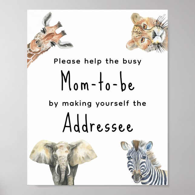 Safari animals - Mom to be addressee Poster (Front)