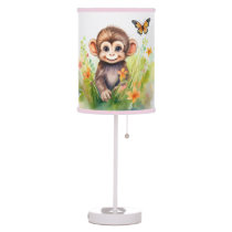 Safari Animals Monkey Personalized Baby Nursery  Table Lamp