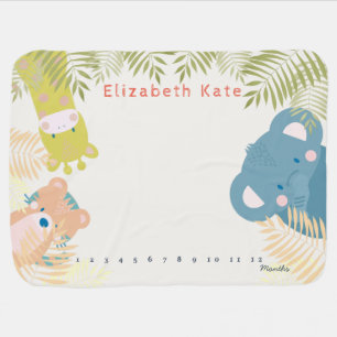 Safari Animals Monthly Milestone Baby Blanket