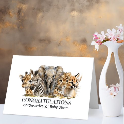 Safari Animals New Baby Congratulations Card