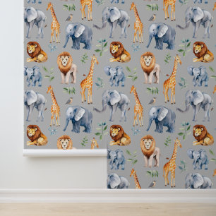 Safari Animals Nursery Child's room Wallpaper
