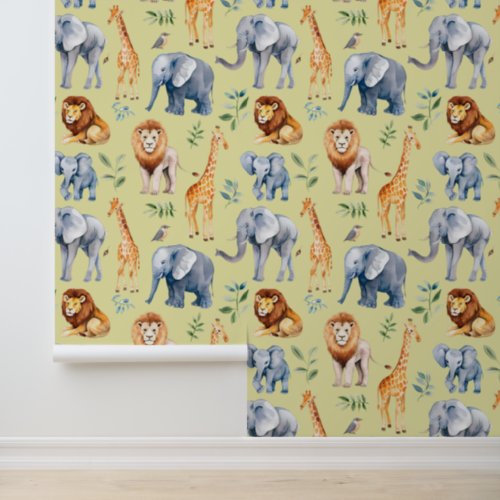 Safari Animals Nursery Childs room Wallpaper