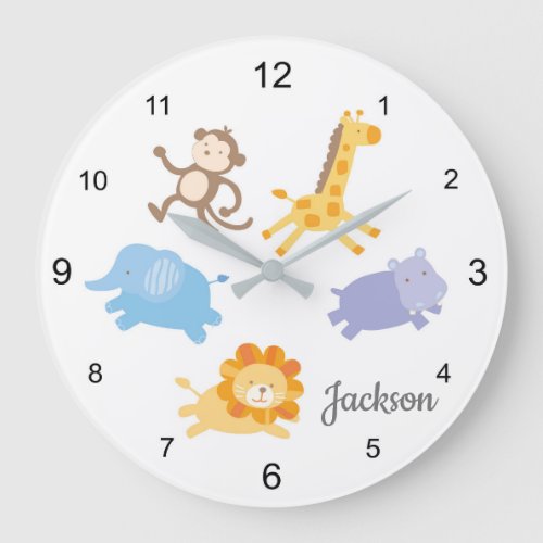 Safari Animals Nursery Large Clock