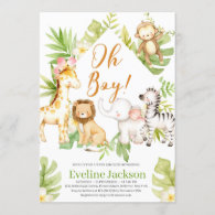 Safari Animals Oh Boy Baby Shower invitation Green