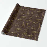 Safari Animals on Dark Brown Wrapping Paper Sheets | Zazzle