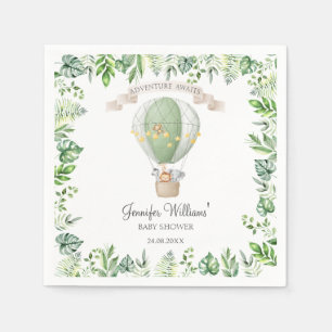 Safari Animals on Hot Air Balloon Baby Shower Napkins